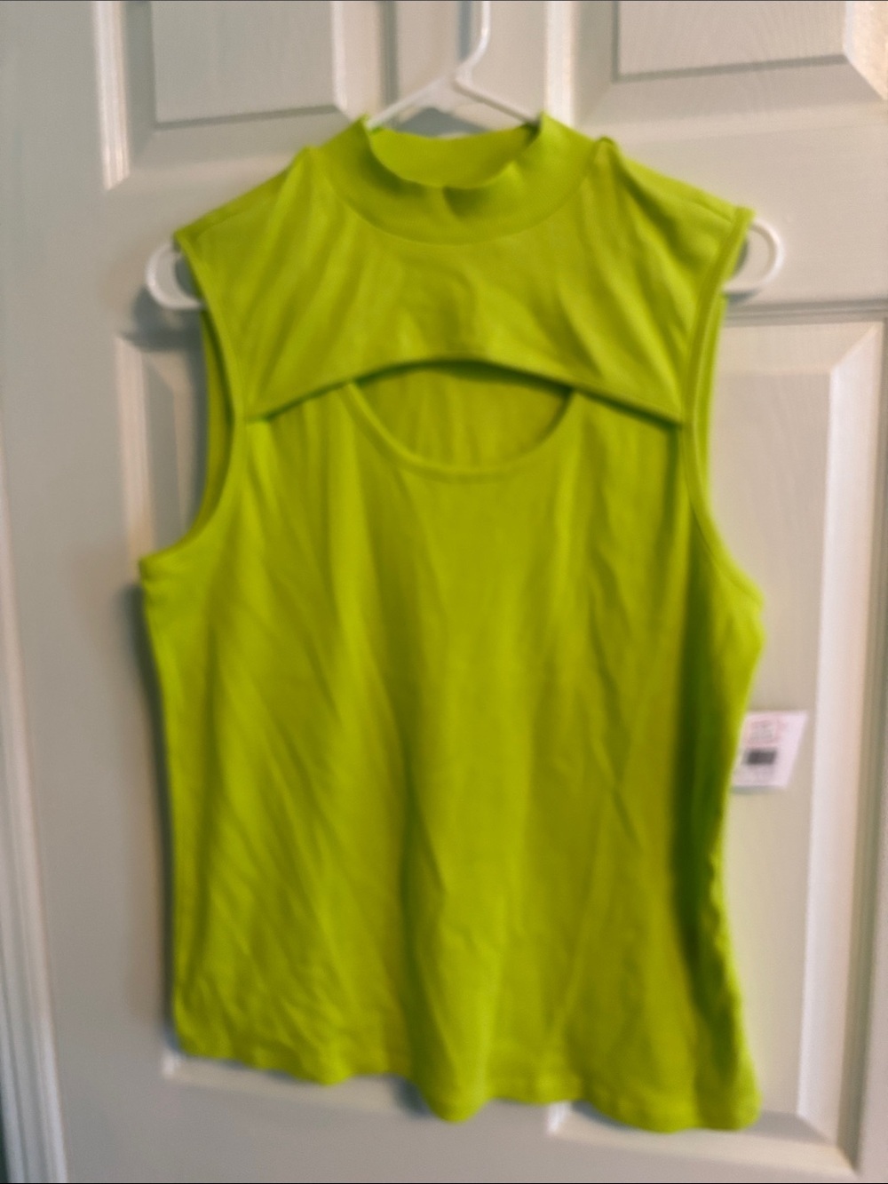 Rafaella Neon Lime Mock Neck Sleeveless Tank